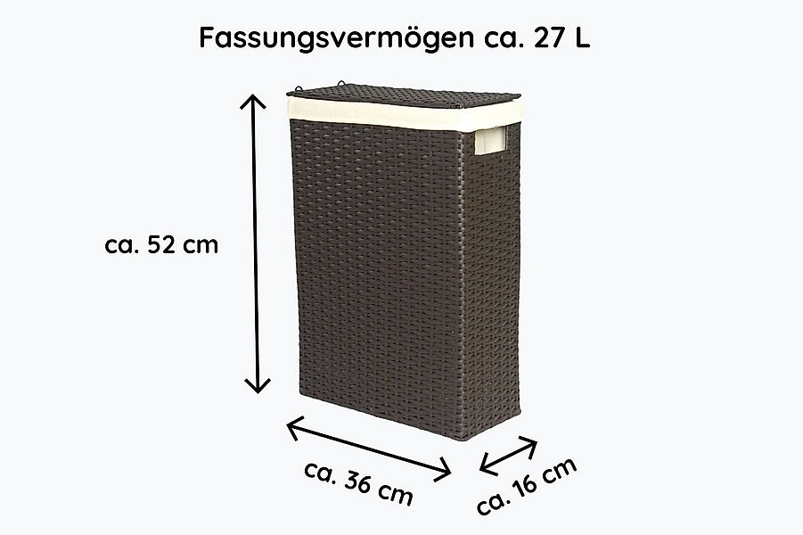 Lycce Wäschekorb Nischenwäschekorb braun aus Kunststoff mit waschbarem Stof günstig online kaufen