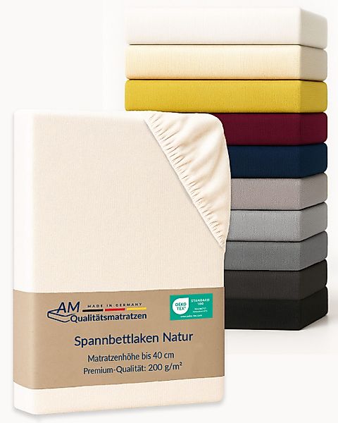 AM Qualitätsmatratzen Spannbettlaken Baumwolle in natur, günstig online kaufen