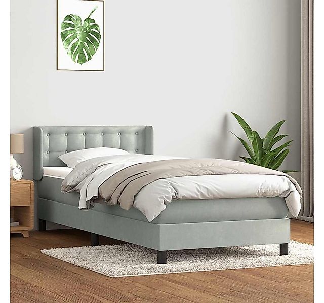 vidaXL Boxspringbett, Boxspringbett mit Matratze Hellgrau 90x220 cm Samt günstig online kaufen