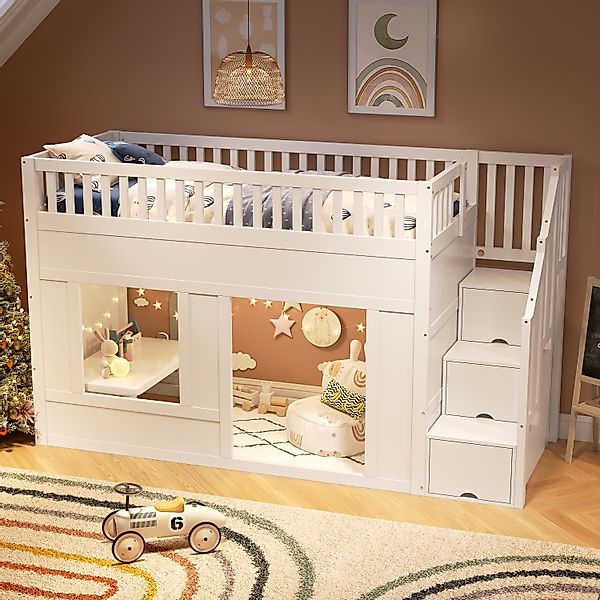 MODFU Hochbett Hochbett (Etagenbett, Hochbett, Kinderbett, günstig online kaufen