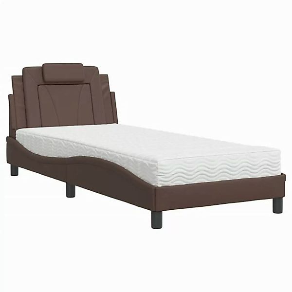 vidaXL Bett Bett mit Matratze Braun 90x200 cm Kunstleder günstig online kaufen