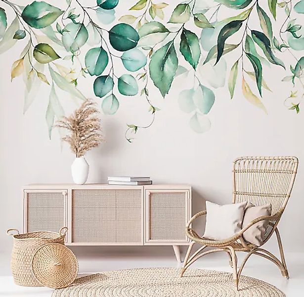 A.S. Création Vliestapete »Fototapete Blätter Aquarell Grün Weiß Botanisch« günstig online kaufen