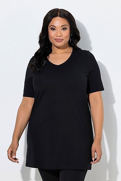 Ulla Popken Longshirt Longshirt A-Linie V-Ausschnitt Halbarm günstig online kaufen