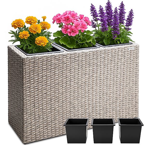 Polyrattan Blumentopf Creme 83x30,5x60cm günstig online kaufen