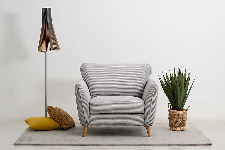 Home affaire Sessel "MARSEILLE", Massivholzbeine Eiche, Landhausstil, Welle günstig online kaufen