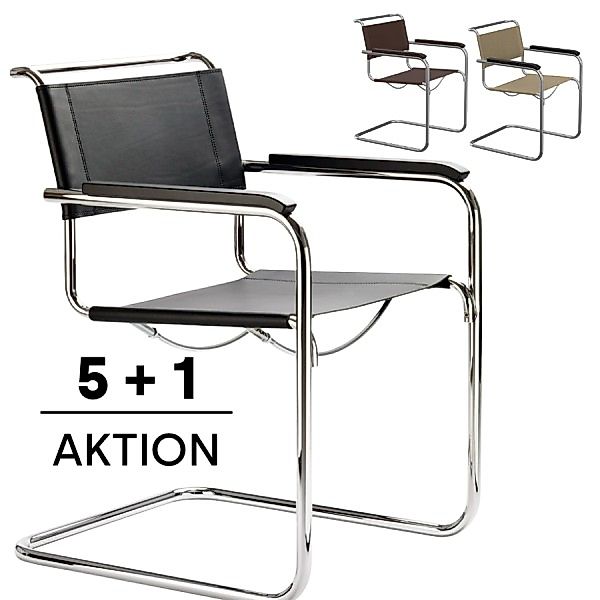 THONET Stahlrohr-Freischwinger S 34 mit Armlehnen | KONFIGURATOR | Sitz u. günstig online kaufen