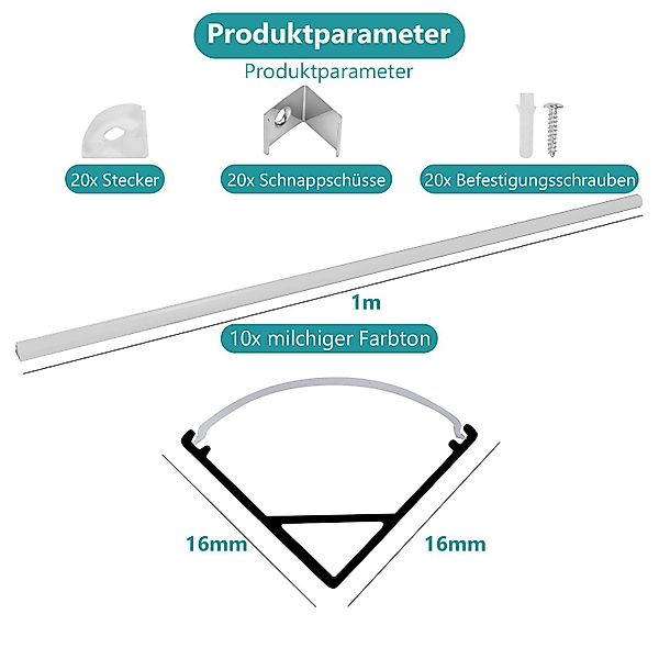 Clanmacy LED-Stripe-Profil 10x 1m LED Aluminium günstig online kaufen