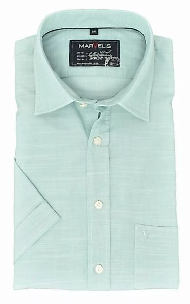 MARVELIS Kurzarmhemd Kurzarmhemd - Casual Fit - Einfarbig - Hellgrün Leinen günstig online kaufen
