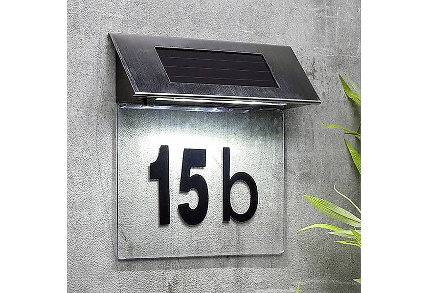 Rungassi Hausnummer Solar LED Hausnummer Hausnummernschild Edelstahl Hausnu günstig online kaufen