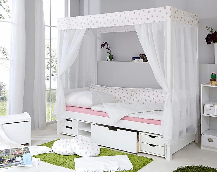 Ticaa Himmelbett "Lino", Himmelbett, inkl. Schubkasten und Rollrost günstig online kaufen