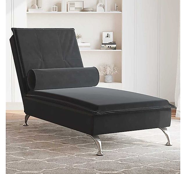 vidaXL Chaiselongue, Massage-Chaiselongue mit Nackenrolle Schwarz Samt günstig online kaufen