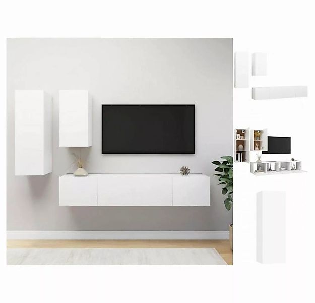 vidaXL TV-Schrank 4-tlg TV-Schrank-Set Weiß Spanplatte günstig online kaufen