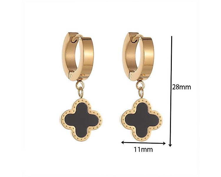 KARMA Paar Ohrhänger Kleeblatt Silber Gold Weiß Schwarz Edelstahl Ohrringe günstig online kaufen
