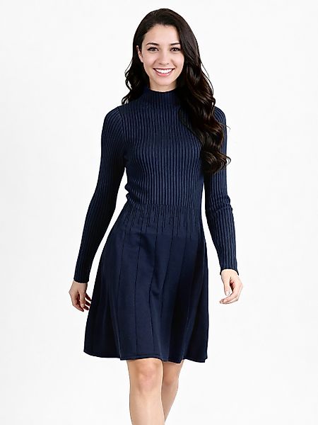 PEKIVESSA Strickkleid Rippstrick-Kleid tailliert mit ausgestelltem günstig online kaufen