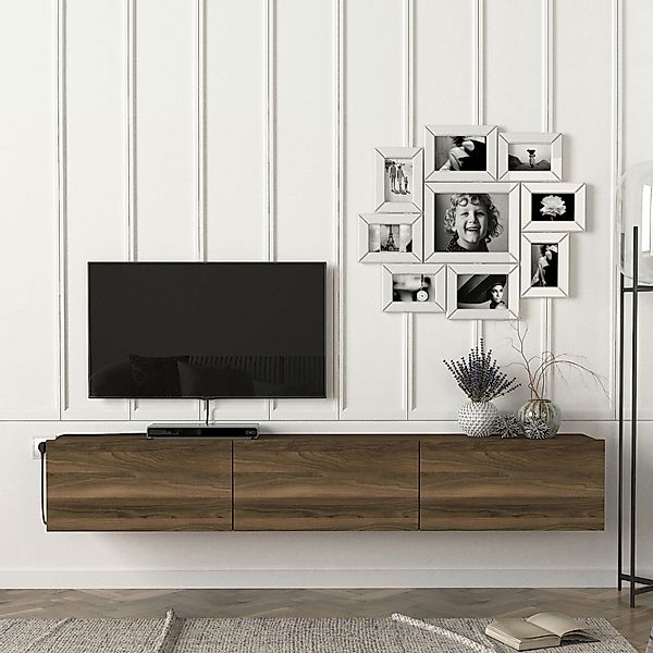 en.casa TV-Schrank »Vihti« Fernsehschrank 180x31x29,5cm Walnuss-Optik günstig online kaufen