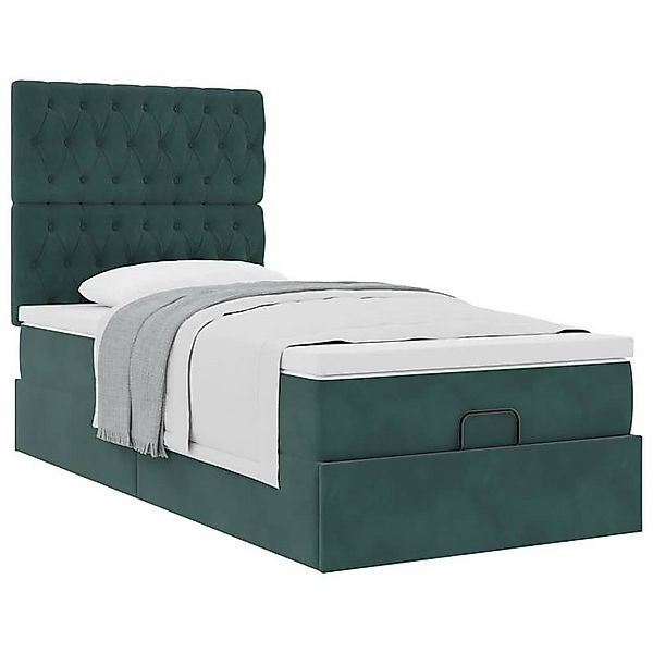 vidaXL Bett Ottoman-Bett mit Matratzen Dunkelgrün 90x200 cm Samt günstig online kaufen