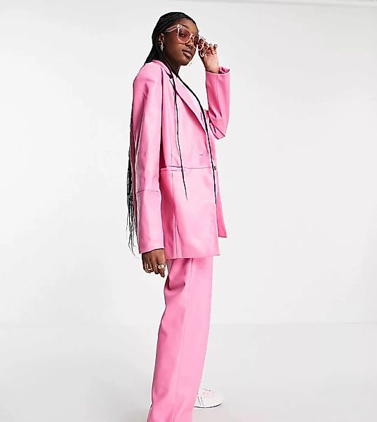 COLLUSION – Oversized Blazer aus PU mit Ziernaht in leuchtendem Rosa günstig online kaufen