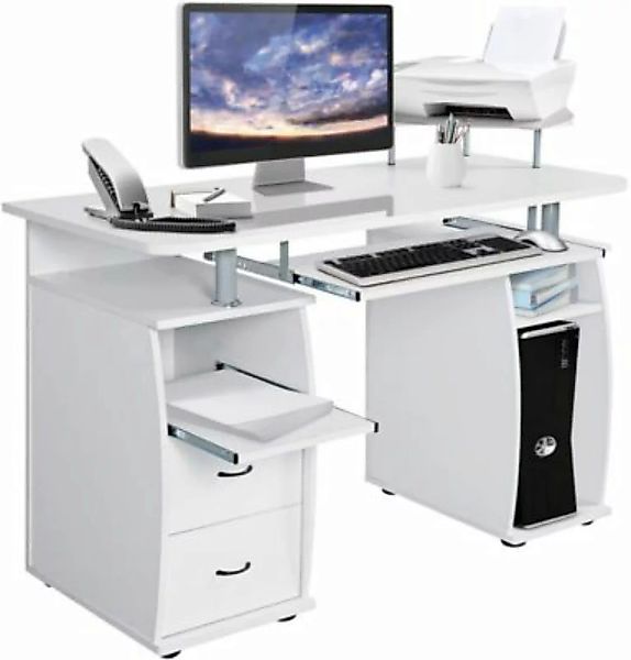 COSTWAY® Computertisch mit Tastaturauszug Druckerablage weiß günstig online kaufen
