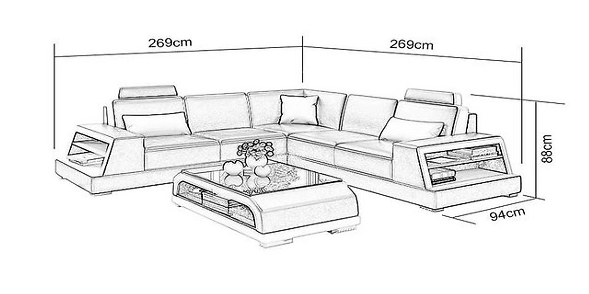 Xlmoebel Ecksofa Beleuchtetes LED-Ecksofa mit Polsterung und Eckgarnitur so günstig online kaufen