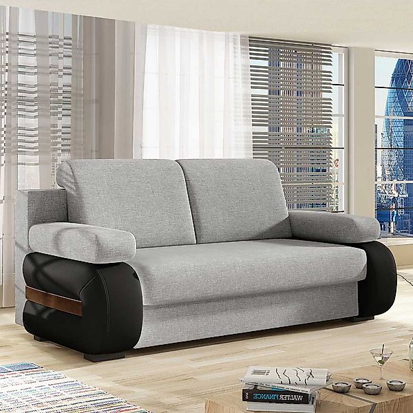 Schlafsofa Couch in modernem Design aus Webstoff und Kunstleder günstig online kaufen