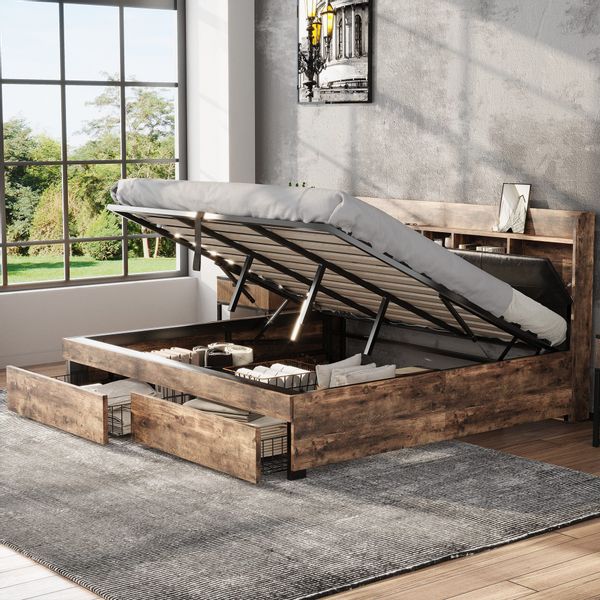 Flieks Holzbett, Hydraulisches Metallbett 180x200cm mit günstig online kaufen