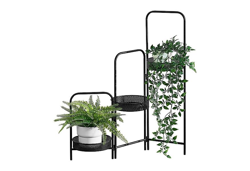 en.casa Blumenständer, Vrasene Blumentreppe mit 3 Stufen Schwarz günstig online kaufen