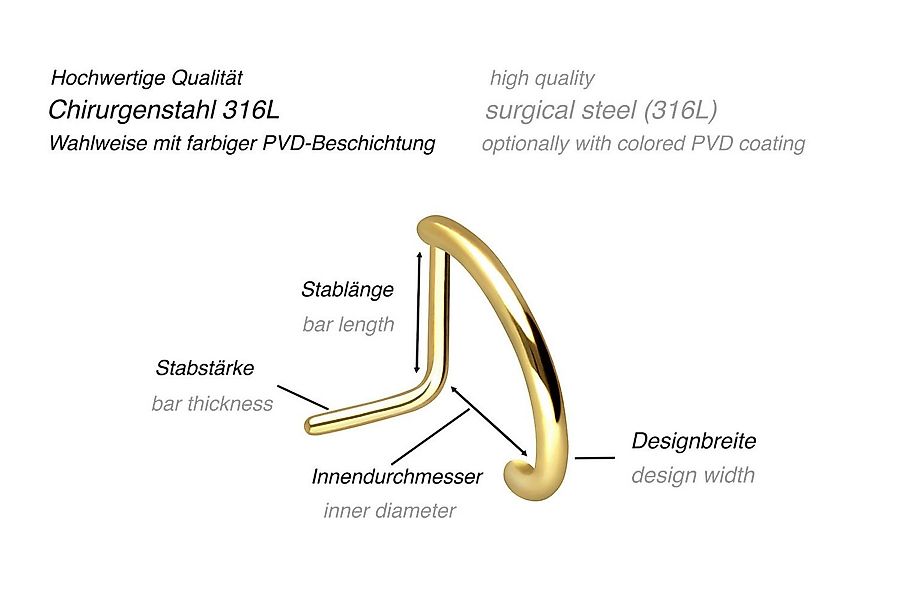 PIERCINGLINE Nasenpiercing Chirurgenstahl Nasenstecker RUNDES DESIGN (Nasen günstig online kaufen