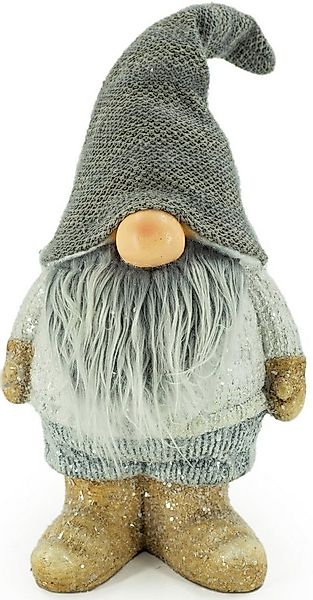 NOOR LIVING Weihnachtsfigur Wichtel mit langen Pluschbart und glitzer Pullo günstig online kaufen