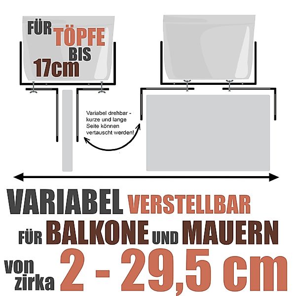 BigDean Blumenkastenhalter Standard H-Form Kasten Halter günstig online kaufen