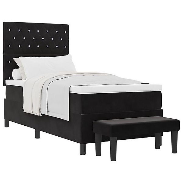 vidaXL Bett Boxspringbett mit Matratze & Bank Schwarz 100x200 cm Samt (2-tl günstig online kaufen