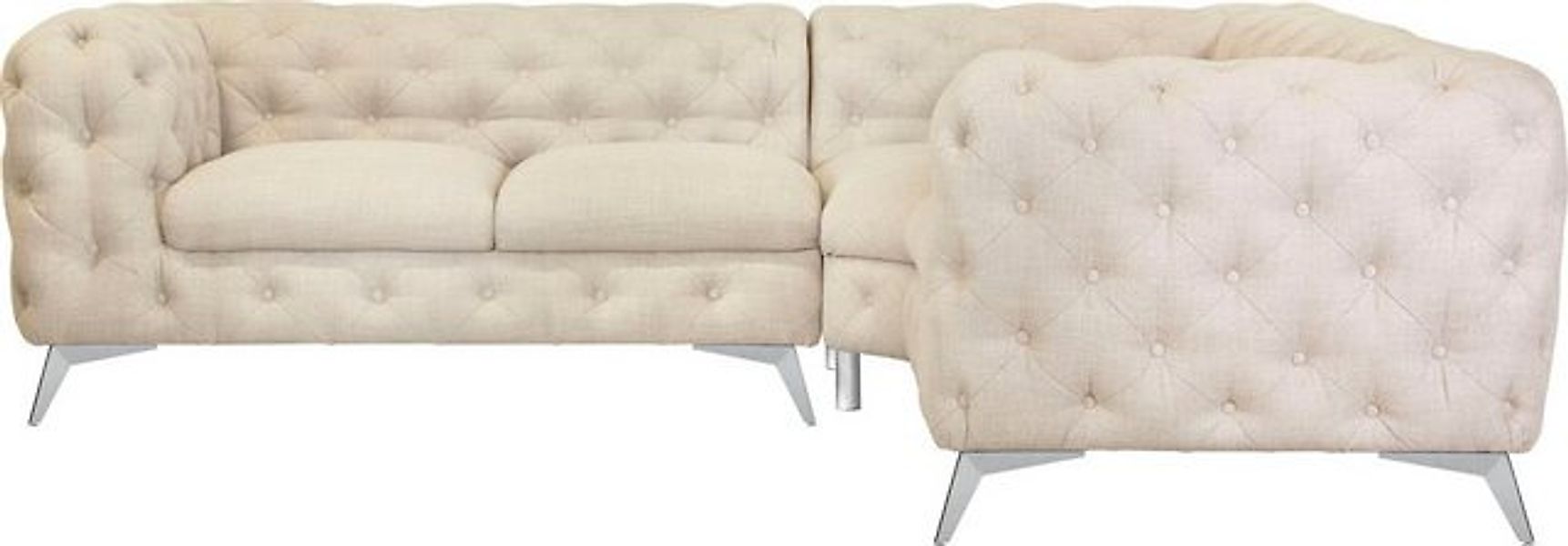 Leonique Chesterfield-Sofa "Ecksofa GLYNIS L-Form mit Wellenunterfederung, günstig online kaufen