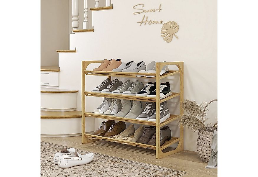 HOMCOM Schuhregal aus Bambus, für 12 Paar Schuhe, Schuhaufbewahrungs-Organi günstig online kaufen