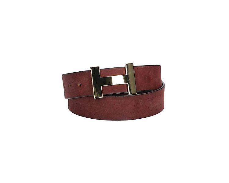 Leder Bazlen Ledergürtel Bordeaux 40mm mit H-Schließe in Gold günstig online kaufen