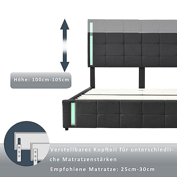 STILVORA Polsterbett 140×200 Bettgestell mit Matratze,Kinderbett mit USB-St günstig online kaufen