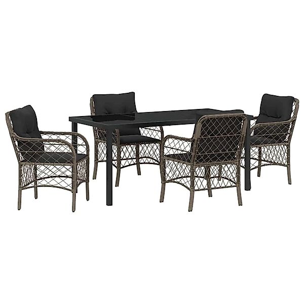 vidaXL Garten Essgruppe mit Kissen 5-Tlg Grau Poly Rattan 3380221 günstig online kaufen