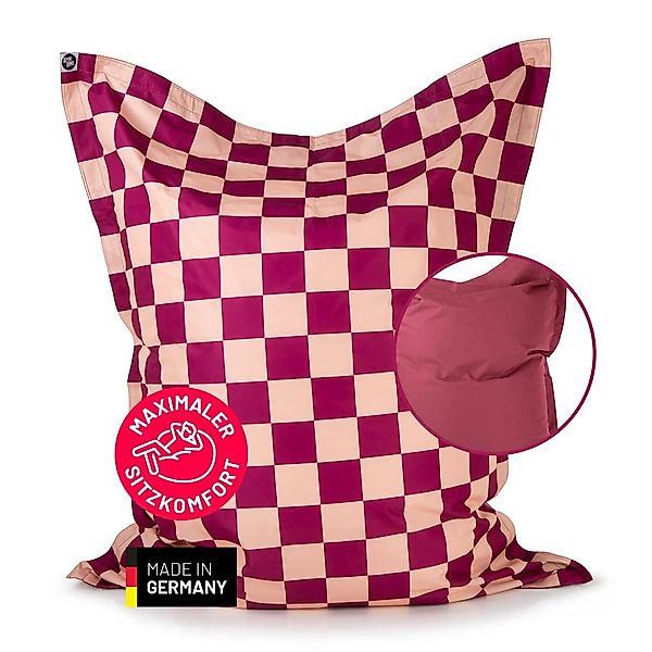 Lumaland Sitzsack XXL-Sitzsack Karo 380L weinrot/pfirsich, günstig online kaufen