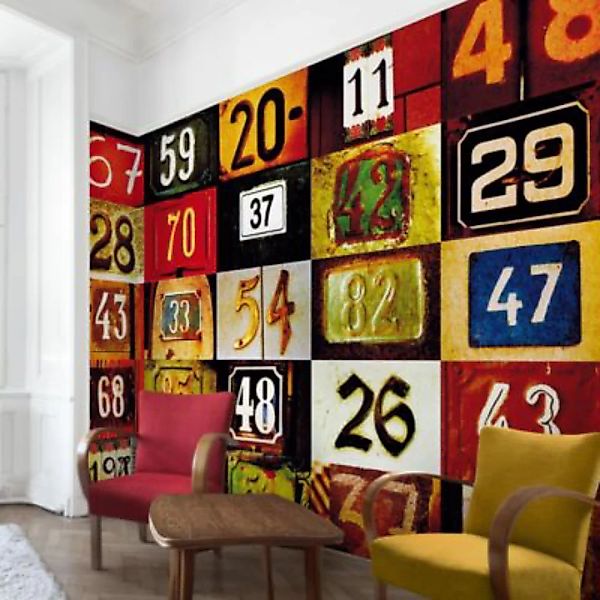 Bilderwelten Mustertapete Numbers weiß Gr. 432 x 290 günstig online kaufen