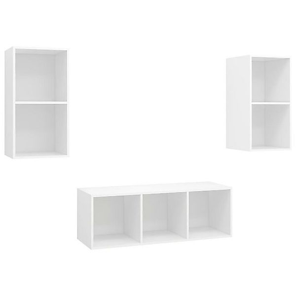 furnicato TV-Schrank 3-tlg. TV-Schrank-Set Weiß Holzwerkstoff (1-St) günstig online kaufen