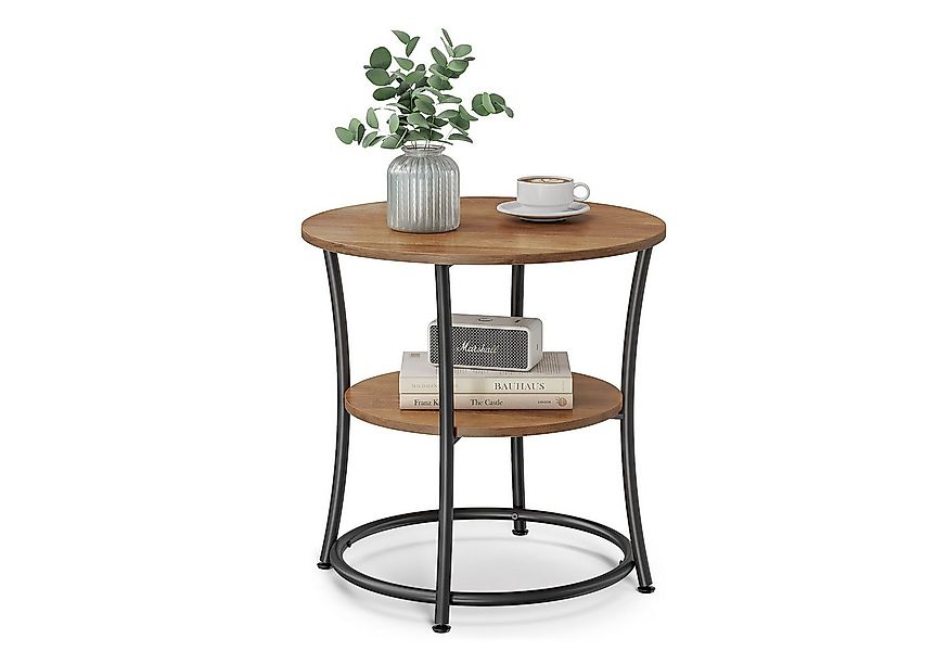VASAGLE Beistelltisch, rund Sofatisch, 2 Ablagen, einfacher Aufbau, Ø55 cm günstig online kaufen