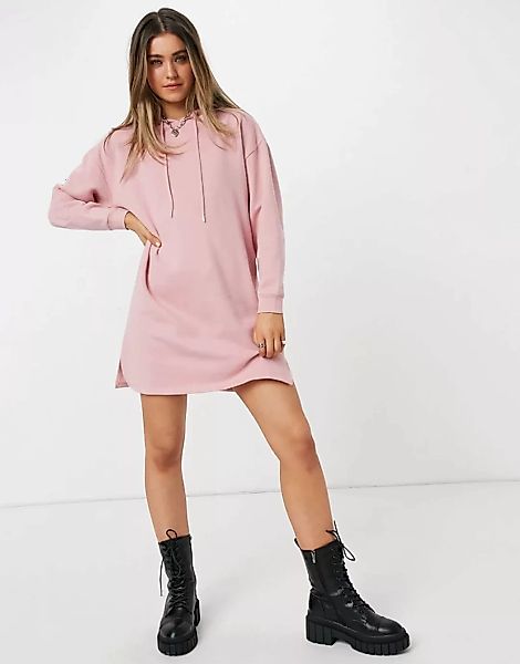 Pieces – Mini-Sweatshirtkleid mit Kapuze in Rosa günstig online kaufen