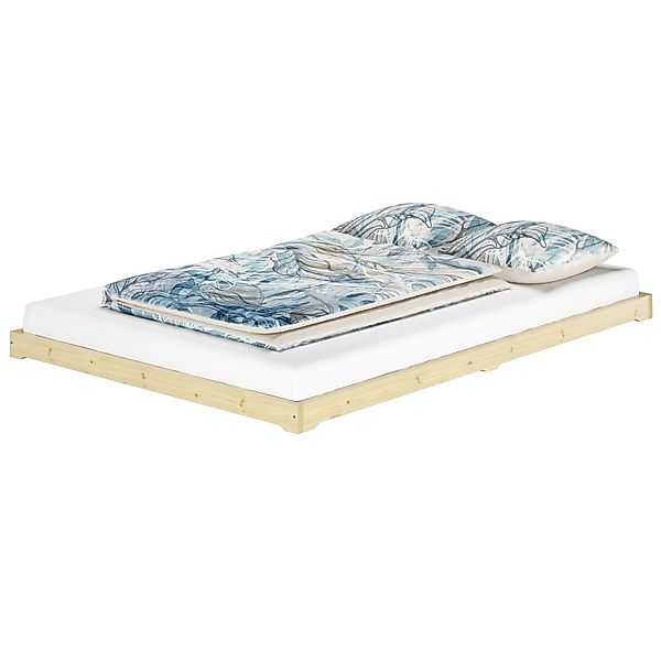 Erst-Holz Futonbett Massivholz Extra Niedrig Fichte Geölt 140 x 200 Modell günstig online kaufen