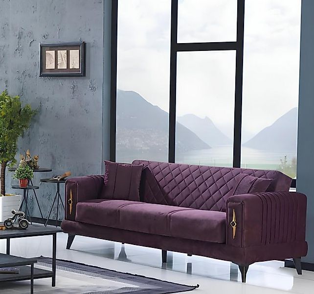 JVmoebel 3-Sitzer Design Lila Sofa 3 Sitzer Wohnzimmer Textil Polstermöbel günstig online kaufen