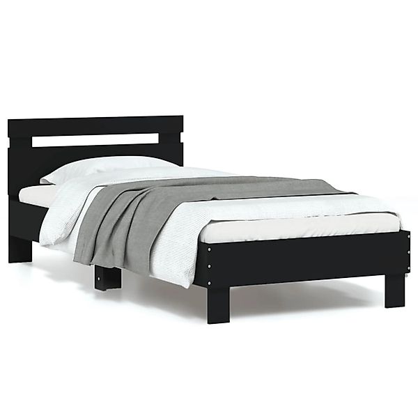 vidaXL Bettgestell mit Kopfteil und LED-Leuchten Schwarz 90x200 cm 838716 günstig online kaufen