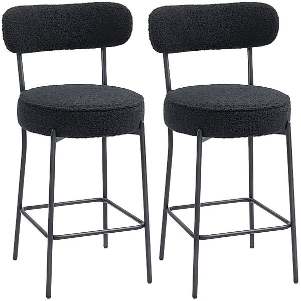 HOMCOM Barhocker 2er Set Barstühle, Küchenstühle mit Fußstütze, Lehne, Flee günstig online kaufen