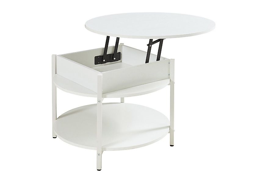 en.casa Couchtisch, »Kandas« mit Hebeplatte rund 70 x 49 cm Weiß günstig online kaufen