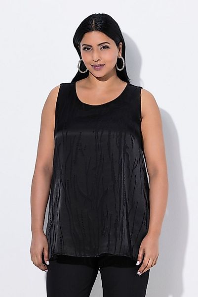 Ulla Popken Spitzenbluse Blusentop A-Linie Ausbrenner-Satin Rundhals günstig online kaufen