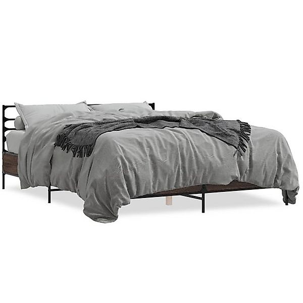 vidaXL Bettgestell, Bettrahmen Braun Eichen-Optik 160x200 cm Holzwerkstoff günstig online kaufen