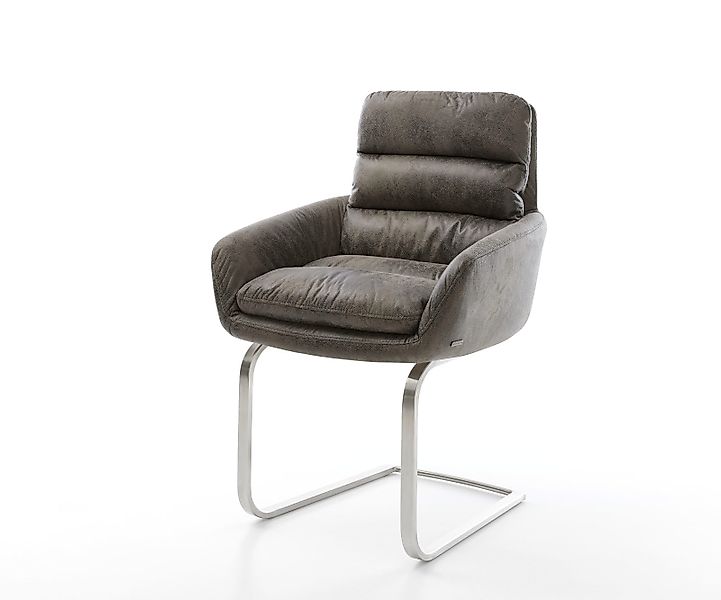 Freischwinger Abelia-Flex mit Armlehnen Mikrofaser Grau Antik Freischwinger günstig online kaufen