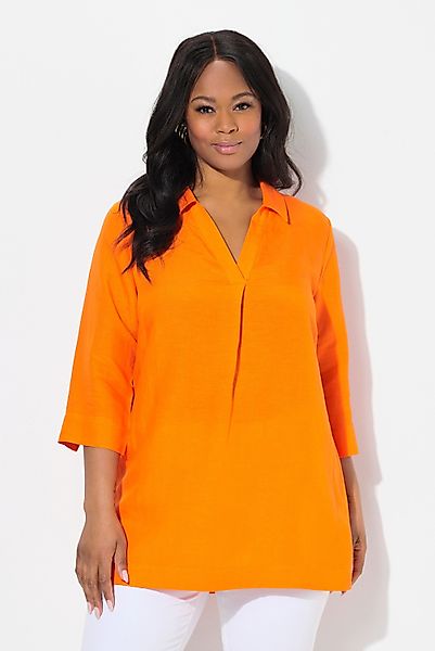 Ulla Popken Spitzenbluse Longtunika A-Linie Hemdkragen günstig online kaufen