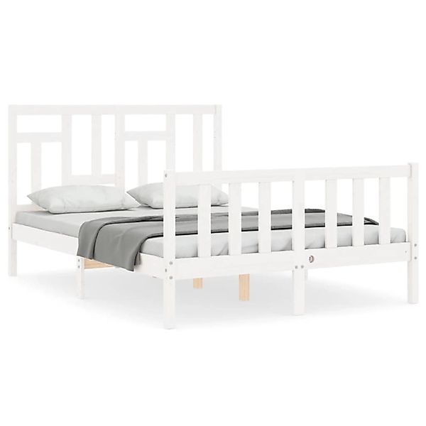 vidaXL Massivholzbett ohne Matratze Weiß 140x200 cm Kiefernholz 3193142 günstig online kaufen